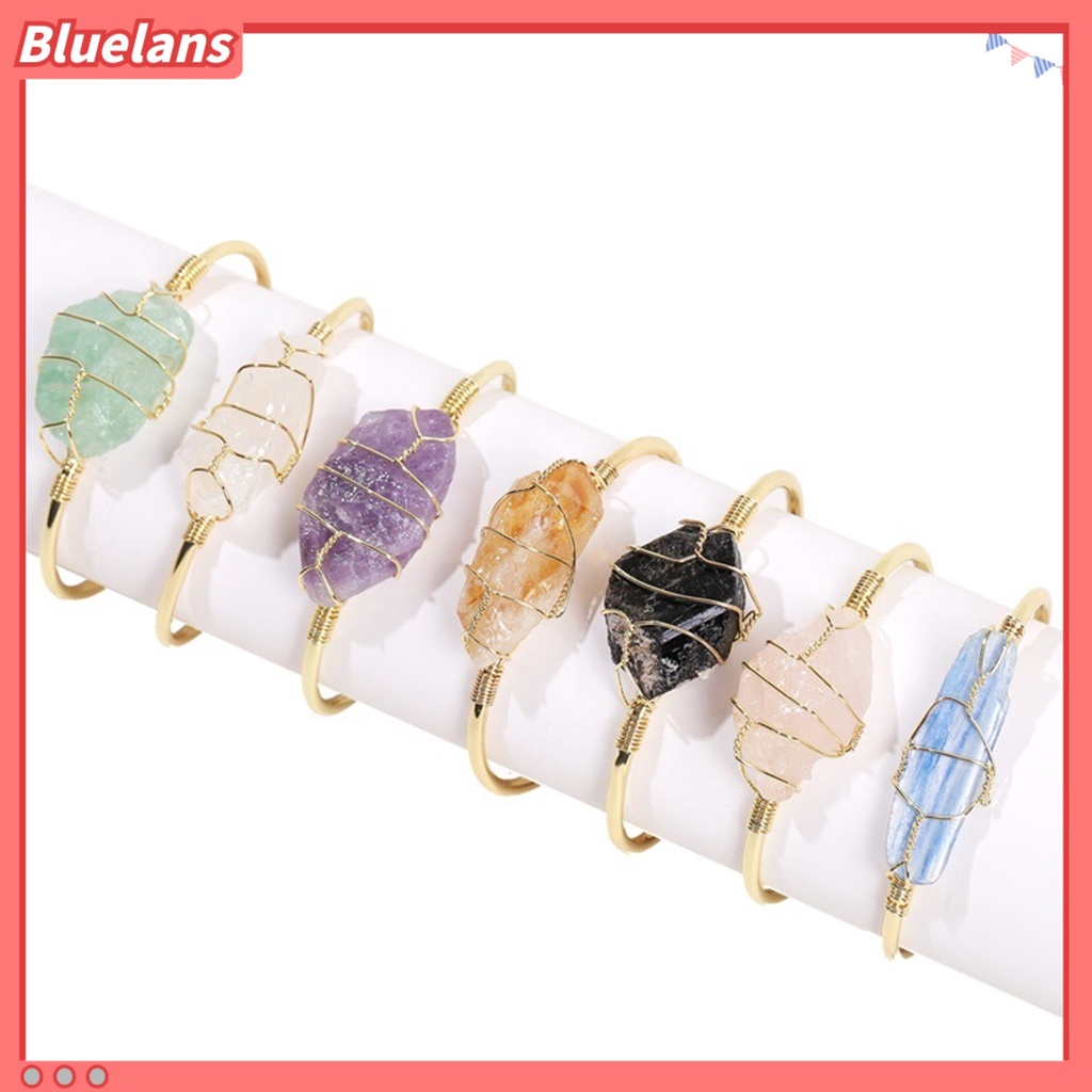 [BLS] Bangle Menawan Gelang Kristal Imitasi Ujung Terbuka Bahan Tembaga Tahan Lama Untuk Pakaian Sehari-Hari