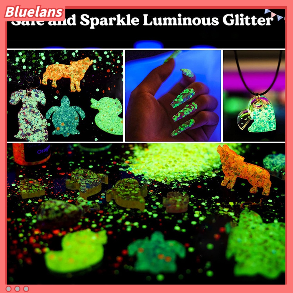 [BLM] 1botol Kuku Serpihan Luminous Reflektif Saturasi Tinggi Glow Dark Glitters Nail Art Craft Filling Decoration Untuk Manicure