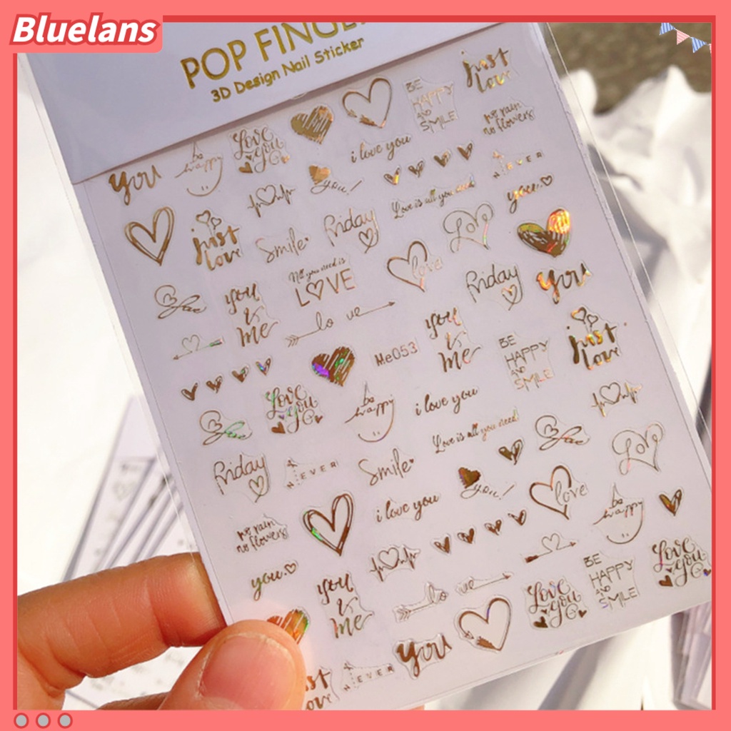 [BLM] Stiker Kuku Tidak Luntur Efek 3D Excellent Saturasi Valentine Romantis Cinta Hati Bungkus Perekat Untuk Manicure
