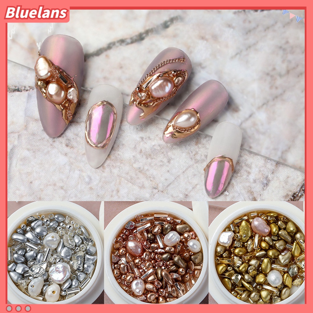 [BLM] 1box Nail Art Mutiara Indah DIY Ringan Berbentuk Mutiara Batu Shell Nail Art Aksesoris Untuk Wanita