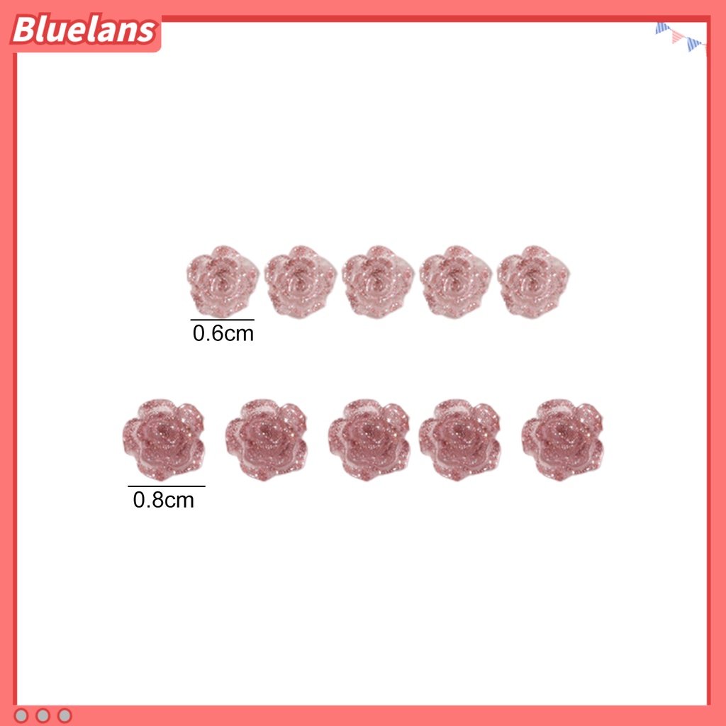 [BLM] 50pcs Kamelia Kuku Efek Visual Mengkilap Tiga Dimensi Glitter DIY Ornamen Kerajinan Manikur Kuku Mini 3D Untuk Manicurist