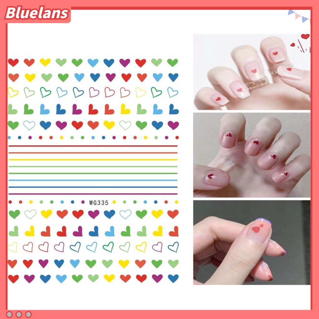 [BLM] Stiker Kuku Romantis Warna-Warni Perekat Diri Kuat Lengket Dapat Dilepas Hias DIY Valentines Day Heart Red Lip Series Nail Art Decal Untuk Salon