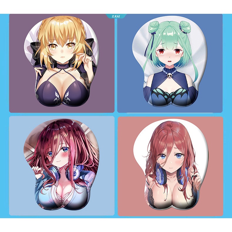 Sexy Karakter Kartun Genshin Impact Pu Wrist Mouse Pad Hijau Rambut Kecantikan Lucu Pergelangan Tangan Mouse Pad Kreatif Meja Anti-slip Mouse Pad [ZK]