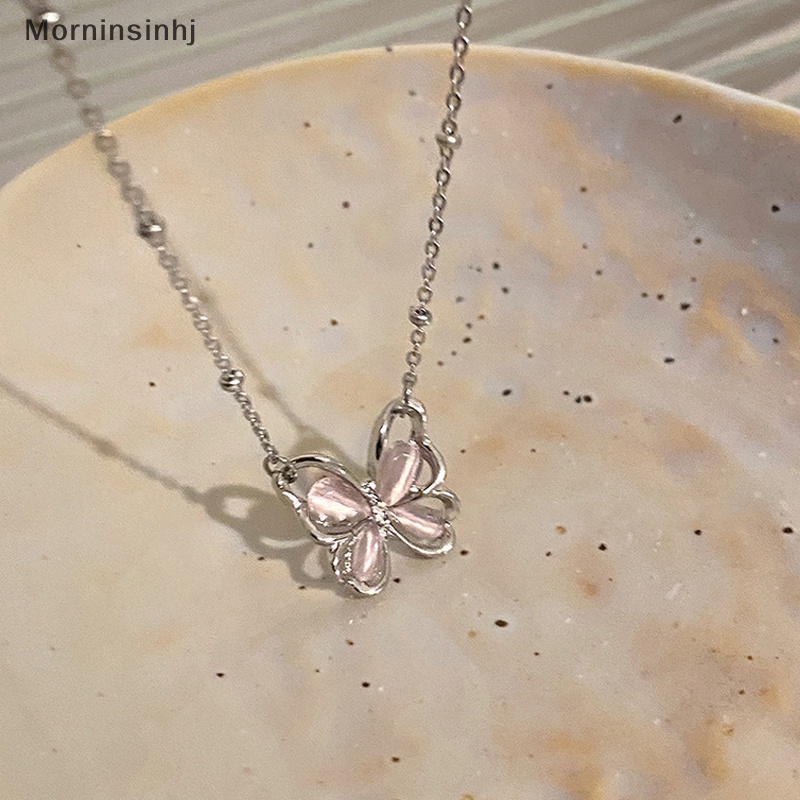 Mornin Shiny Butterfly Necklace Indah Warna Silver Kristal Berlian Imitasi Liontin Rantai Kalung Untuk Wanita Pesta Pernikahan Perhiasan Hadiah id