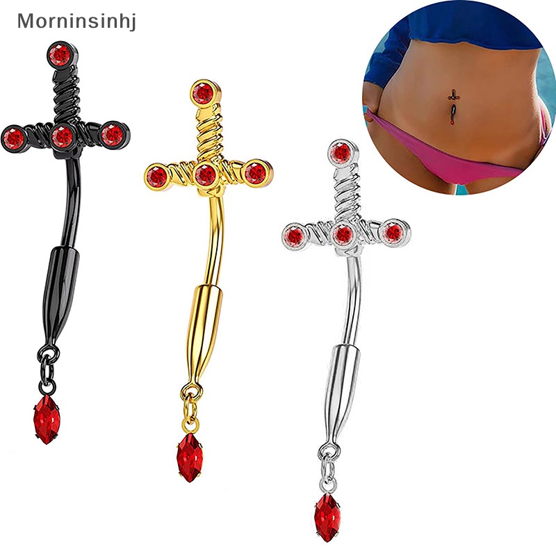 Mornin Gothic Ular Pusar Perhiasan Berlapis Hitam Spider Belly Button Cincin Kristal Zirkon Merah Liontin Belly Rings Untuk Hadiah Gadis id