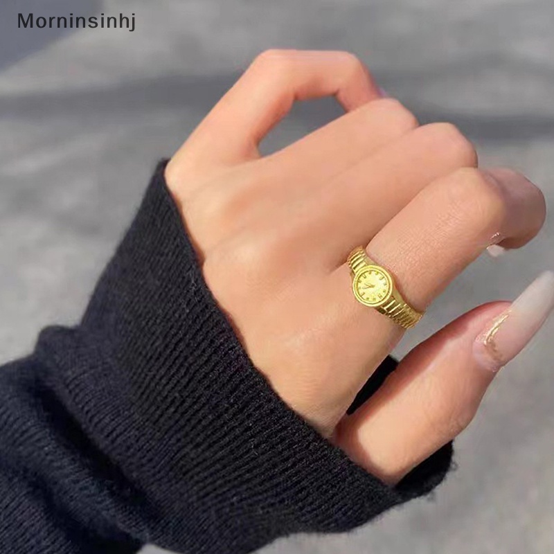 Mornin 1pc Baru Kreatif Jam Tangan Bentuk Cincin Untuk Wanita Pembukaan Yang Dapat Disesuaikan Cincin Mini Menonton Jari Cincin Pasangan Cincin Hadiah id