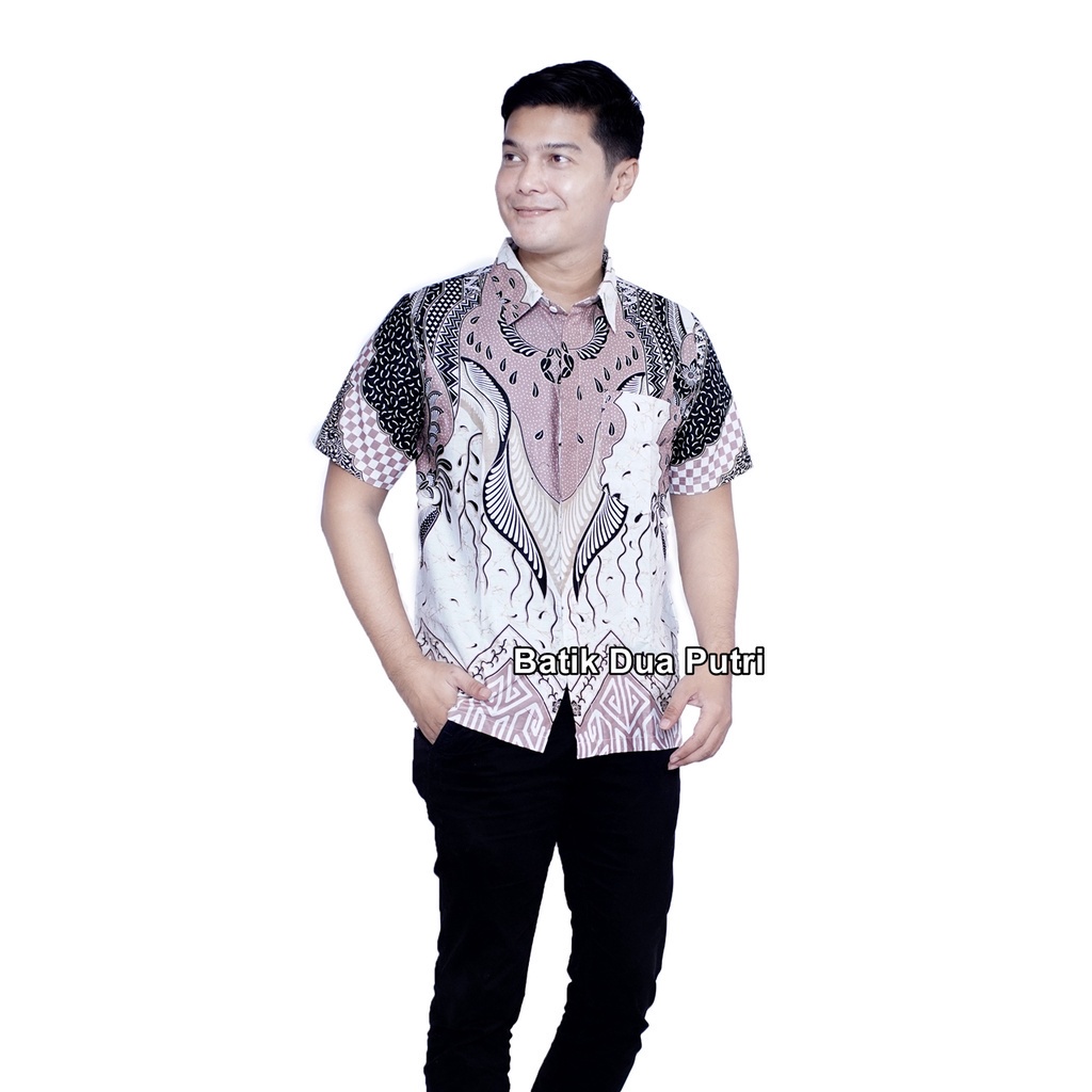 Kemeja Wanita Atasan Blouse Batik Wanita Berkerah Kemeja Pria Couple lovely - Batik Dua Putri