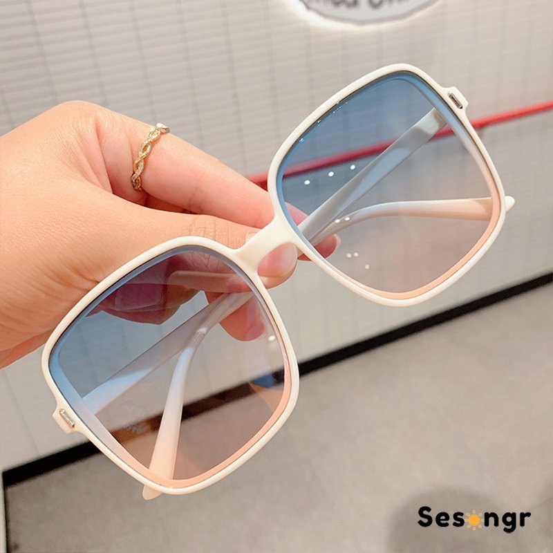 Kacamata Hitam Pria/wanita Korean Fashion Retro Square Frame Kacamata Hitam Wanita Metal Sunglasses Anti Uv400 - SG