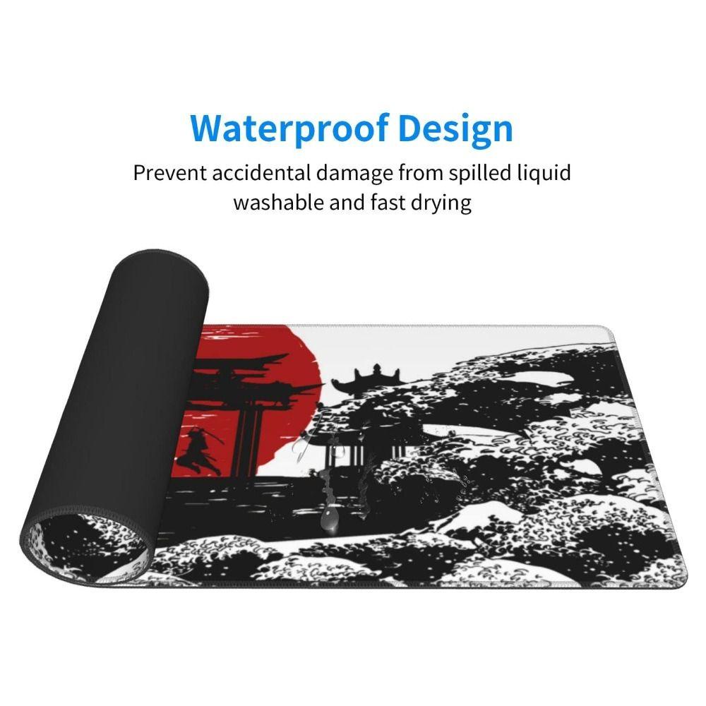 Mouse Pad Populer Jahitan Tepi Alas Meja Gaming Samurai Non-Slip