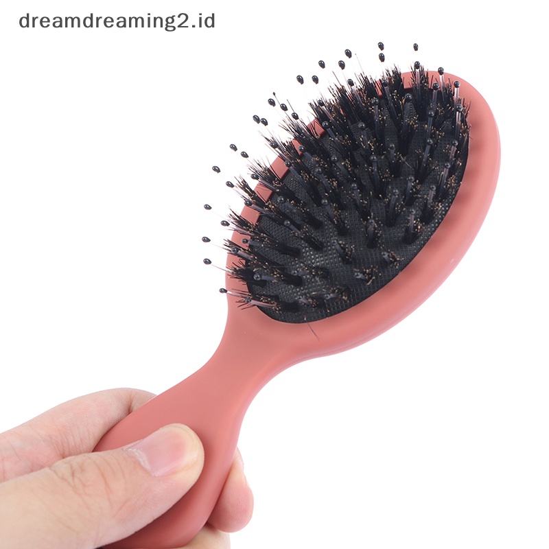 (drea) Sisir Sikat Rambut Wanita Bulu Babi Alami Anti Statis Hairbrush Barber Brush //