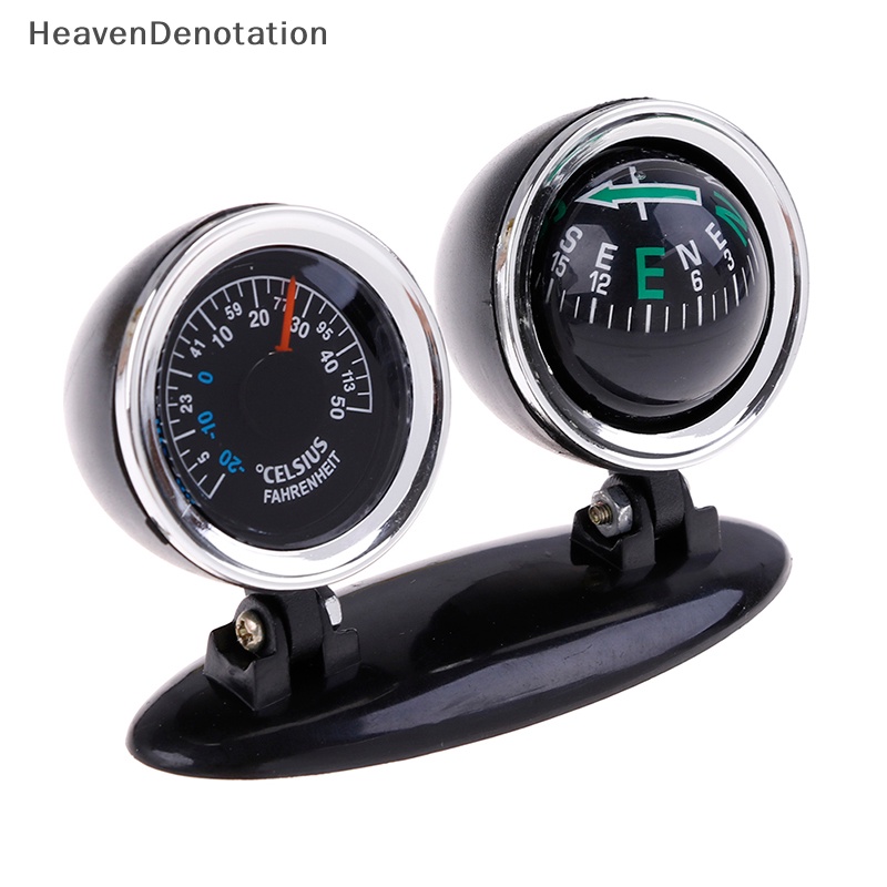 [HeavenDenotation] 2in1 Guide Ball Termometer Kompas Mobil Hiasan Arah Dashboard Bola HDV