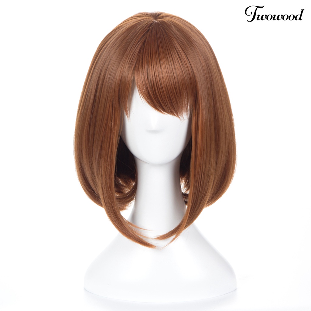 Twowood Fashion Wanita Pendek Lurus Rambut Sintetis Bobo Wig Cosplay Pesta Sopak