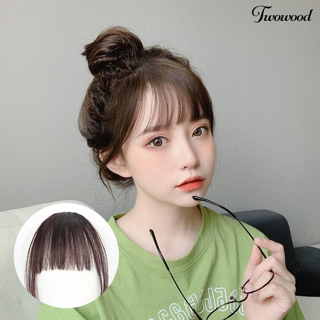 Twowood Wig Bang Ultra Tipis Ekstensi Rambut Serat Suhu Tinggi Pendek Fashion Sopak Fringe Untuk Wanita