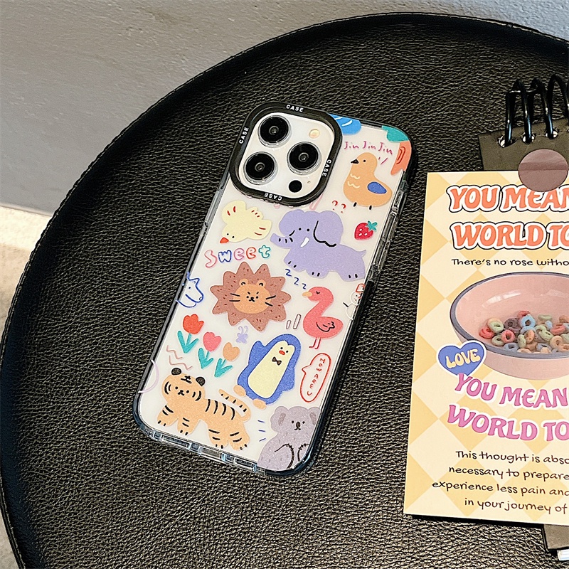 Cocok Untuk iPhone 14pro Max Casing Ponsel iPhone Kompatibel Dengan Iphone13 13pro 13prm iPhone 11 11pro 14plus 12Pro Max7 8Plus X XR SE Empat Sudut Casing Ponsel TPU Tahan Guncangan