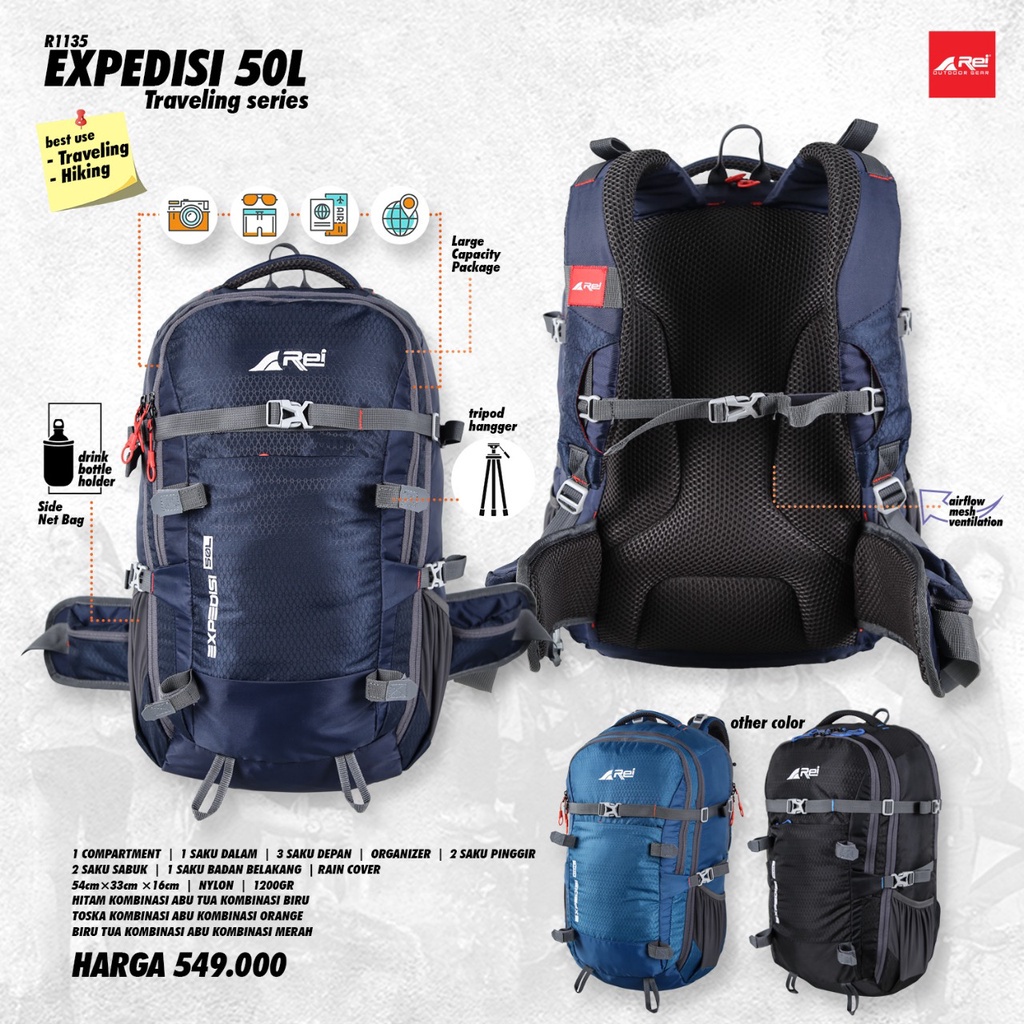 Tas Ransel Rei Original Expedisi 50 Liter Arei Outdoorgear
