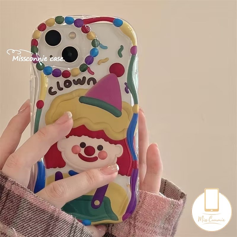 Untuk Redmi Note10 8 9 11 10s 11s 12 10 Pro Max POCO M3 Redmi A1 9 9A 9T10C 10 10A A2 9C NFC Kartun Korea Lucu Badut Case Dengan Tali Tangan Lanyard Gelang 3D Bergelombang Lengkung Tepi Case