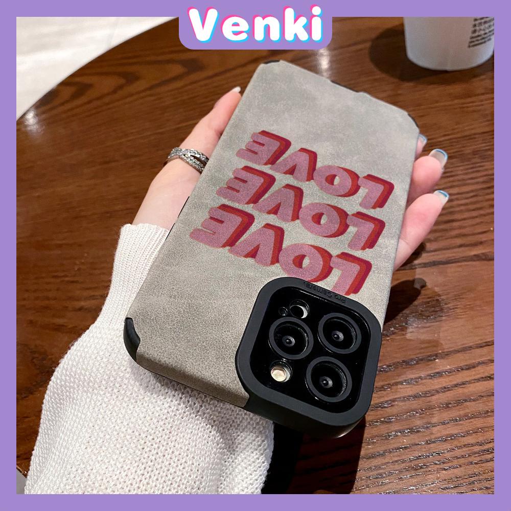 VENKI - Untuk iPhone 11 Case Leather Pupil Suede Case Soft Shockproof Case Camera Simple Cute Pink English Kompatibel dengan iPhone 14 13 Pro max 12 Pro max xr xs 7Plus 8Plus