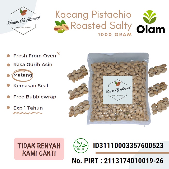 

New Arrival- Kacang Pistachio Roasted 1kg salty (matang)