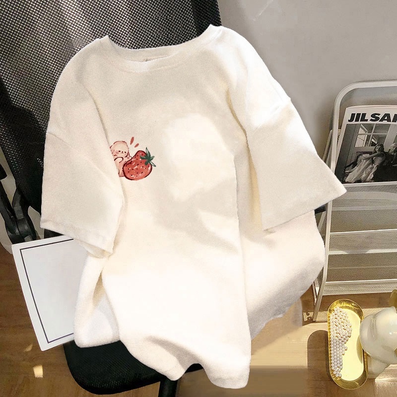 THISTLE - Oversize Tee Tshirt Wanita Model Longgar Motif Rabbit Strawberry