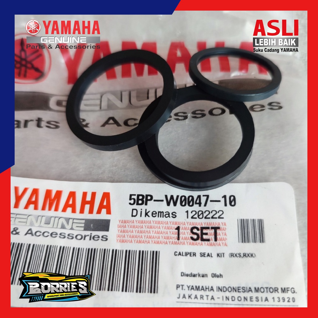 SEAL KALIPER KIT PISTON DUA RX KING 2002-2008 SCORPIO ASLI ORI ORIGINAL YAMAHA YGP 5BP-W0047-10
