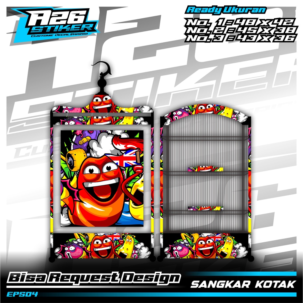Stiker Sangkar Burung Sangkar Burung kotak,Burung Kacer, Pleci,Cucak Ijo,Dll Full Laminasi Anti Air.