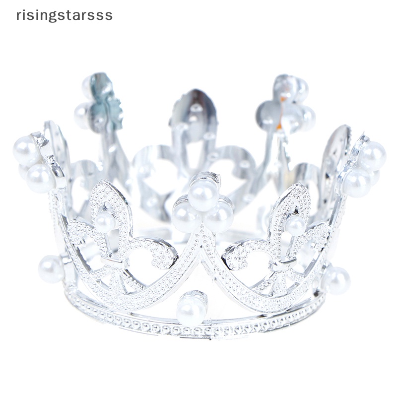 Rsid Span-new 1PC Mini Crown Cake Topper Kristal Mutiara Tiara Anak Hiasan Rambut Jelly