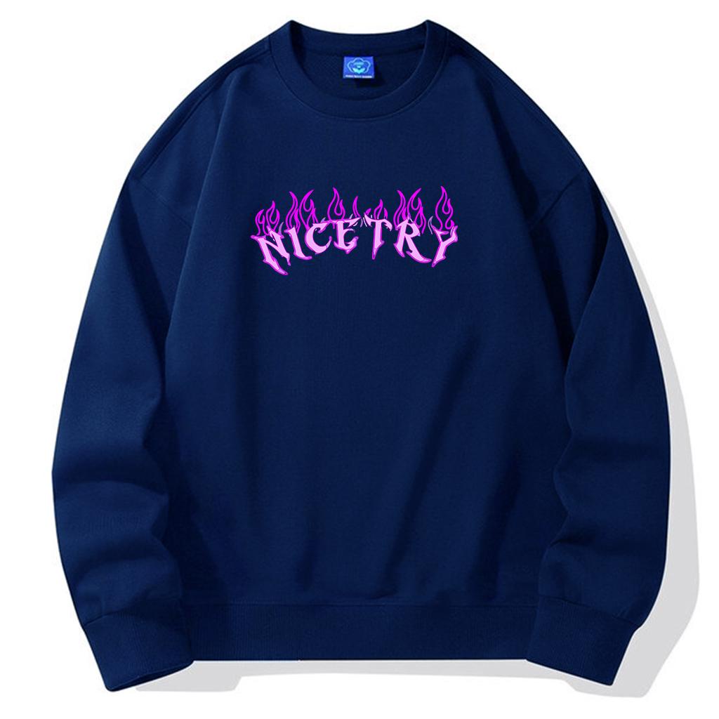 Sweater NiceTry Crewneck unisex keren kece terlaris basic  oversize  fleece  sablon