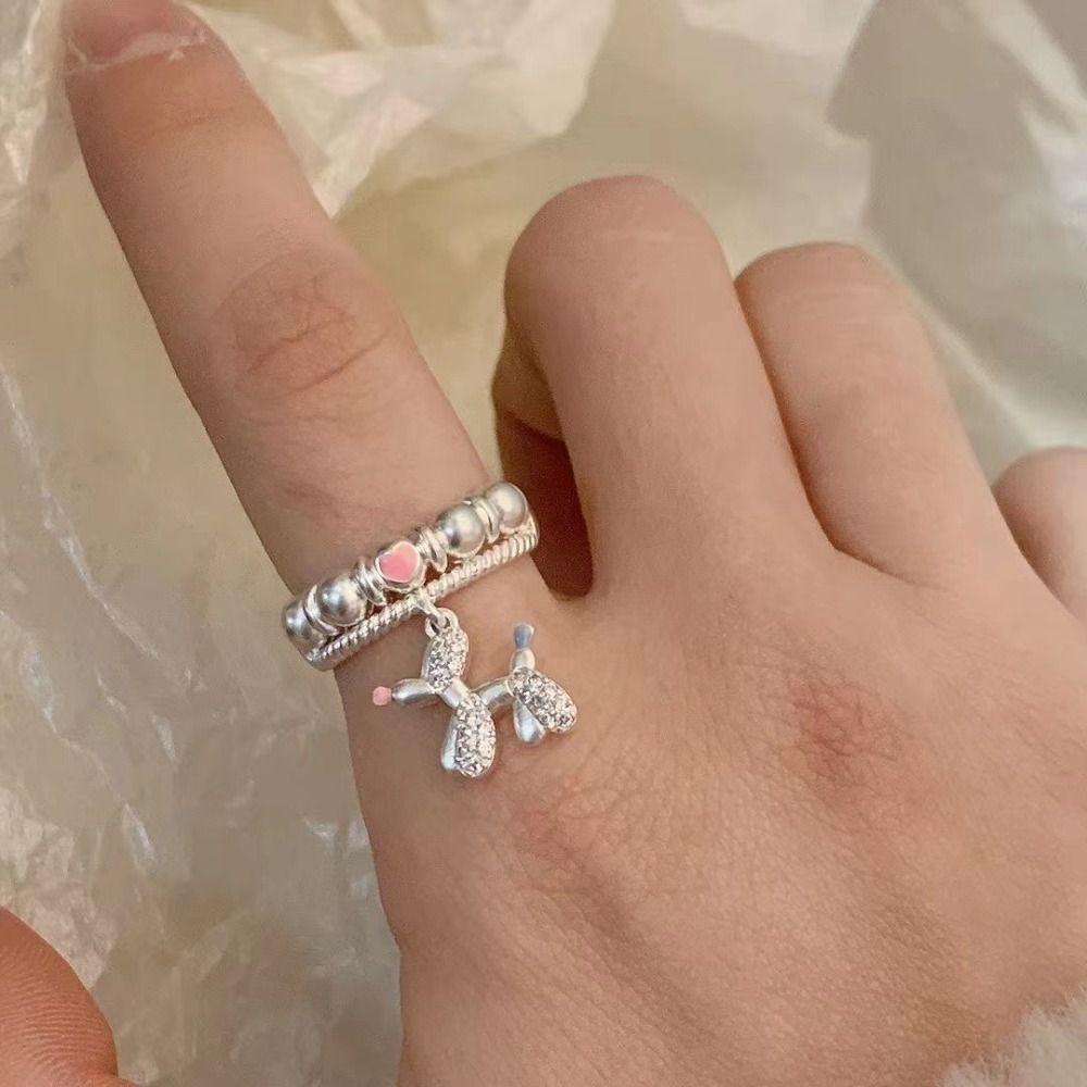 Mxbeauty Wanita Perhiasan Hadiah Pesta Indah Punk Bintang Pembukaan Manis Unik Terawang Senyum Harajuku Gaya Korea Cincin