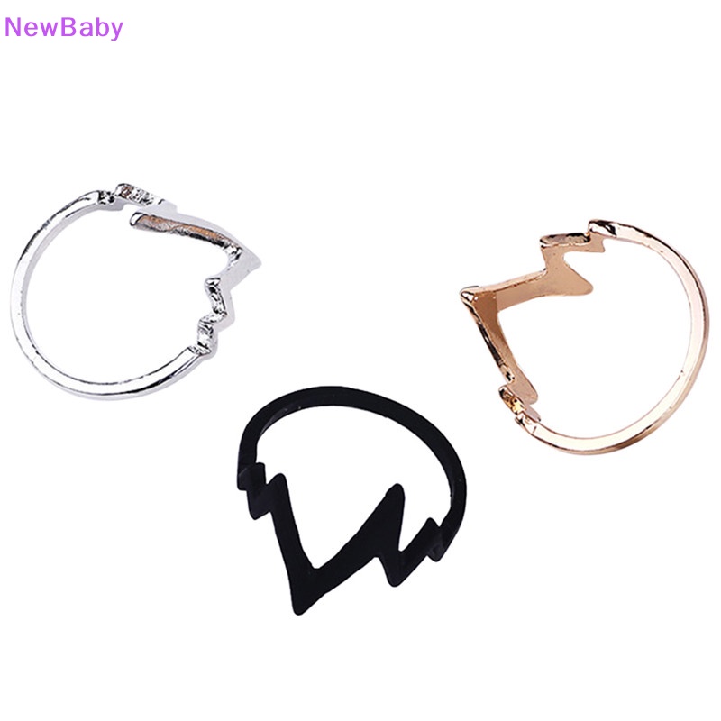 Newbaby Vintage Heartbeat Ring Women Adjustable Electrocardiogram Ring Women Jewelry ID