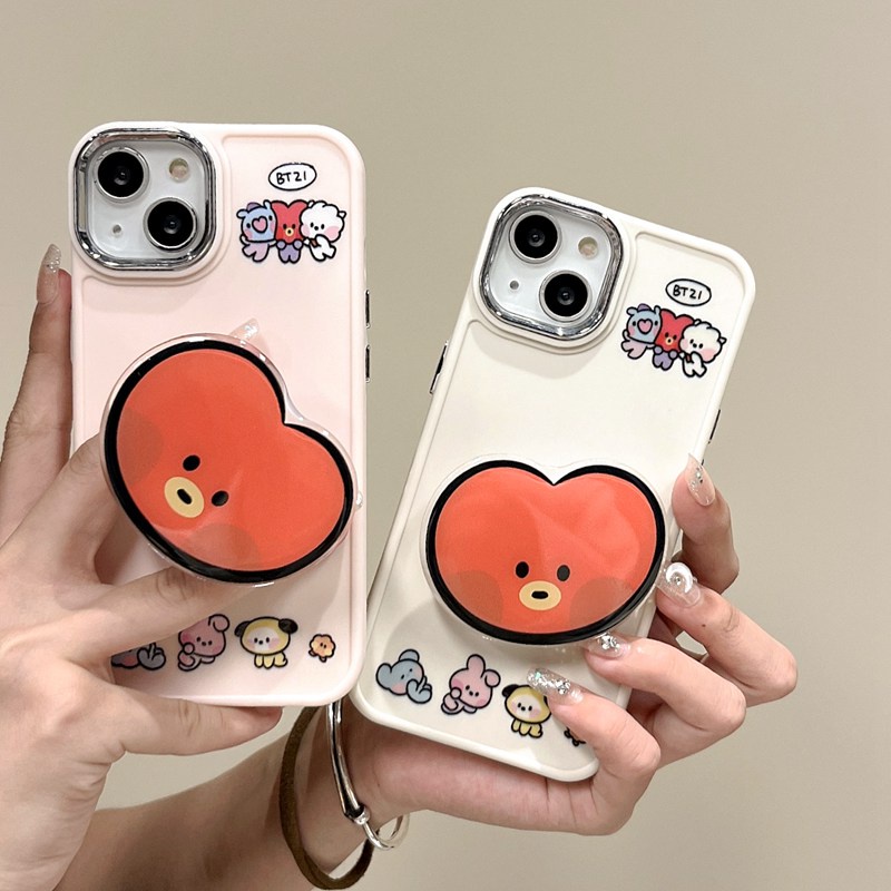 All New Metal Camera Skin Silicone Soft Case IPhone 11 12 13 14 Pro Max Women's Fashion Gift Cute Cartoon Phone Case Funny BT21 Popsocket Red Love