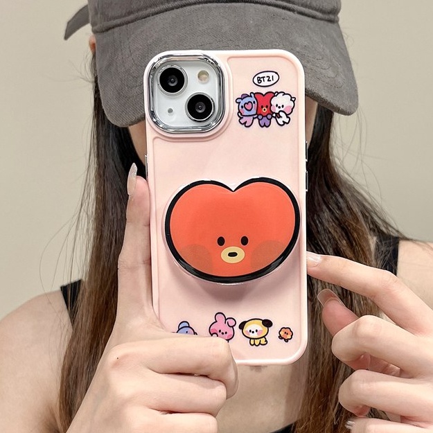 All New Metal Camera Skin Silicone Soft Case IPhone 11 12 13 14 Pro Max Women's Fashion Gift Cute Cartoon Phone Case Funny BT21 Popsocket Red Love