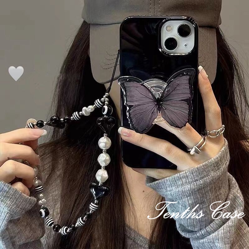 IPHONE Kompatibel Untuk Iphone14 13 12 11 Pro Max X XR Xs Max8 7 6 6s Plus Se2020Sarung Tahan Guncangan Gaya Manis Dan Keren Warna Murni Casing Ponsel Dengan Bracket Dan Lanyard
