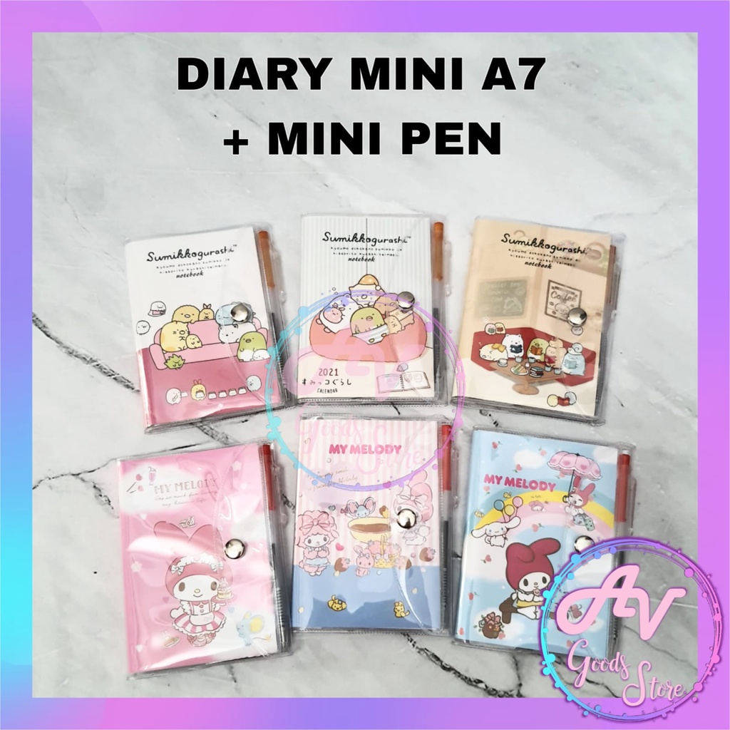 

Diary Mini A7 + Pen / Notes kancing A7 Karakter Fancy + Pulpen Mini