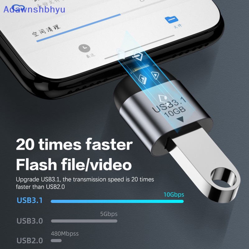 Adhyu USB Tipe C Ke USB 3.1 Adapter OTG Fast Transfer Data Konverter Pria Wanita USB3.1 10Gbps Charging Data Konektor Transfer Kecepatan Tinggi ID