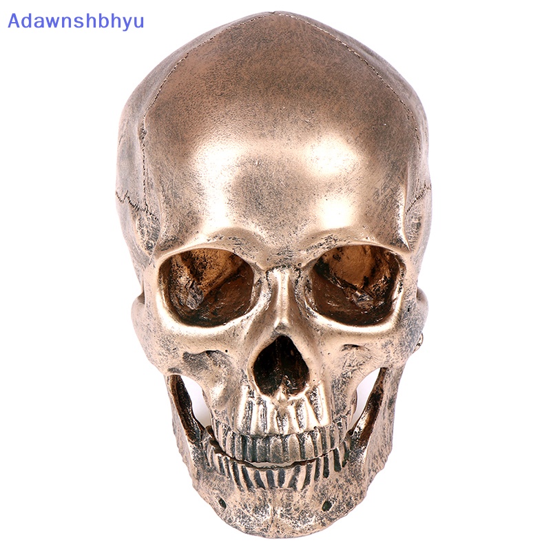 Adhyu Patung Resin Bronze Manusia Model Tengkorak Halloween Realistis 1:1 Decor ID