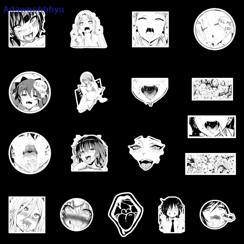 Adhyu 100pc Anime Hitam-Putih WAIFU Stiker Snowboard Laptop Bagasi Gitar Koper ID