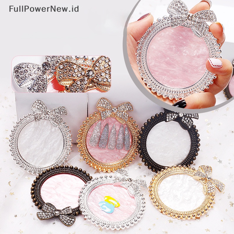 Power Nail Art Palette Rhinestone Bow Nail Color Plate Nail Tips Papan Pajangan Makeup ID