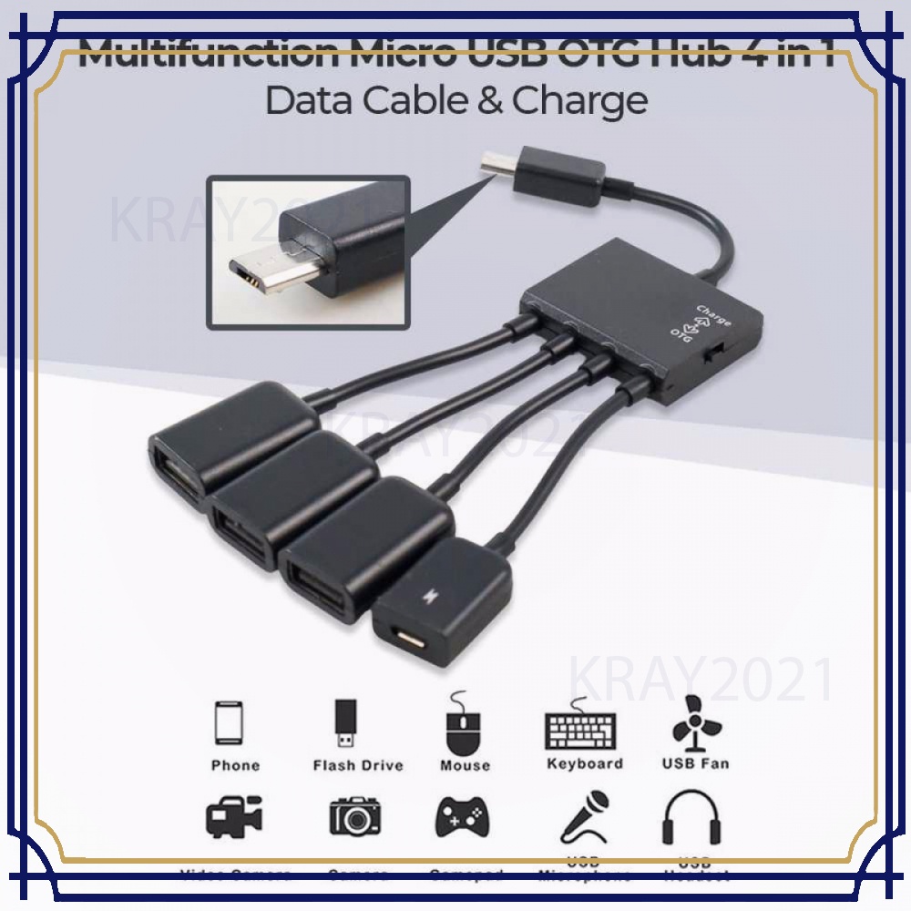 Multifunction Micro USB OTG Hub 4 in 1 Data Cable &amp; Charge -HB111