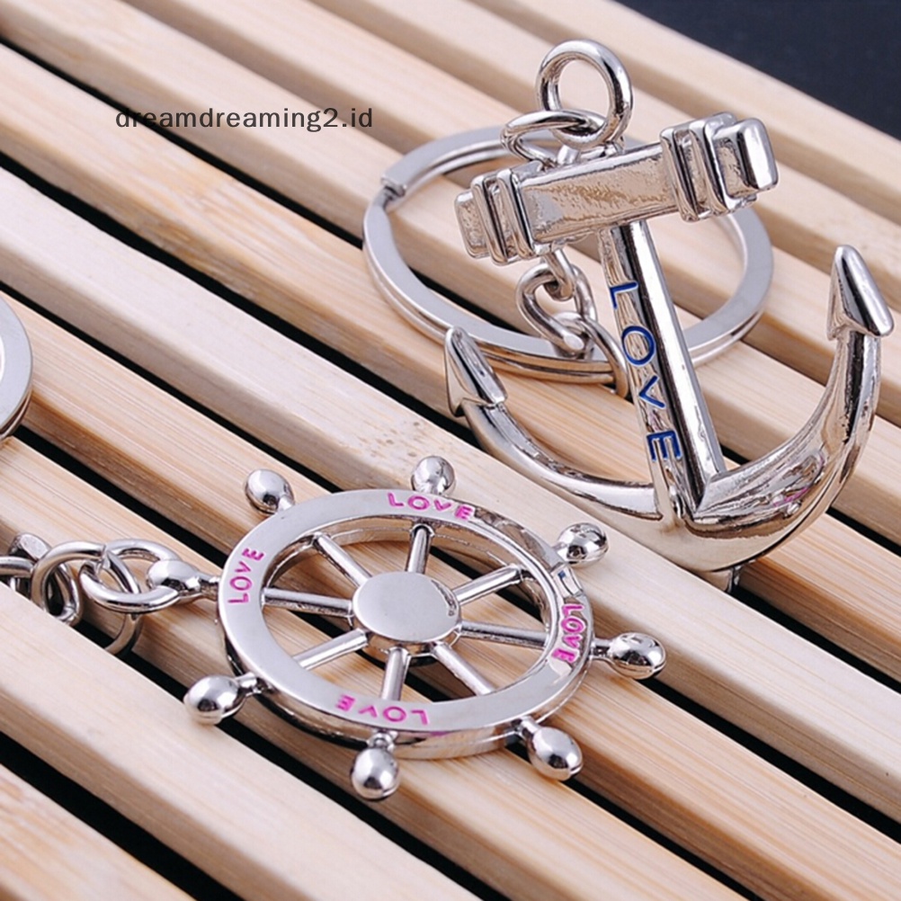 (drea) 2pcs Fashion Cinta Hati Gantungan Kunci Keyfob Pasangan Romantis Gantungan Kunci Hadiah Kekasih //