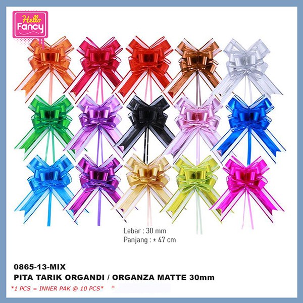 

Pita Tarik Organdi / Organza Motif Random Uk. 32mm 1 Pack isi 10 Pcs