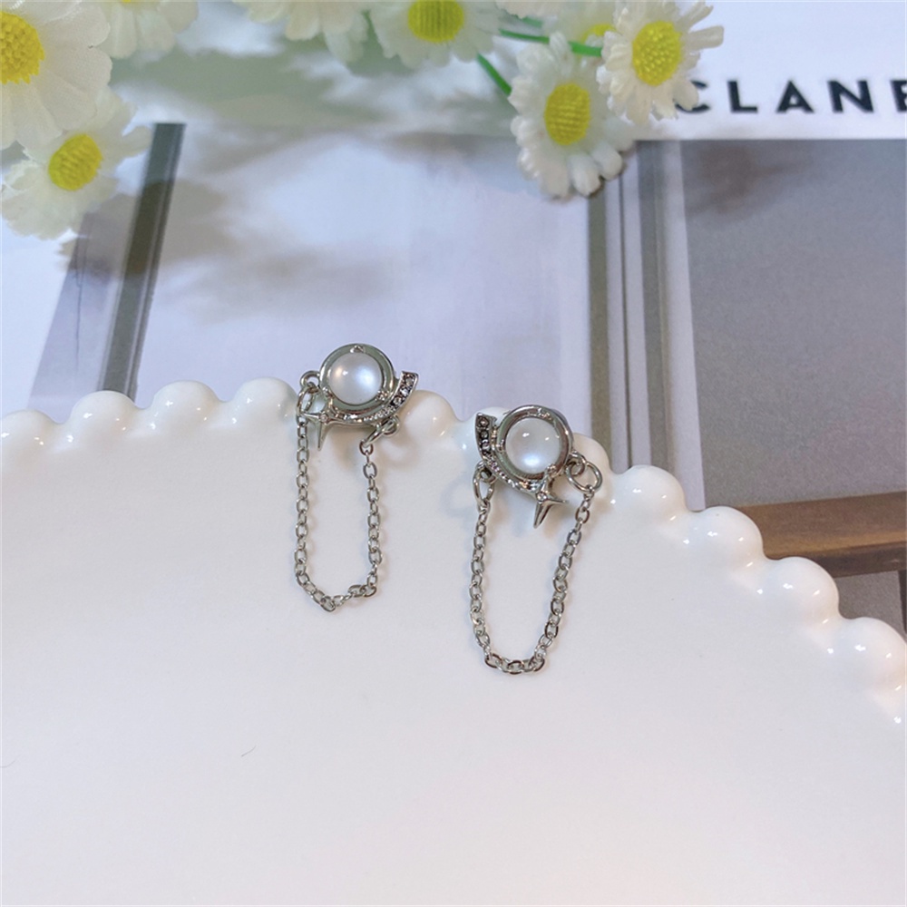 Elegan Geometris Rantai Rumbai Zirkon Anting Wanita Gadis Modis Studs Earring Jewelry