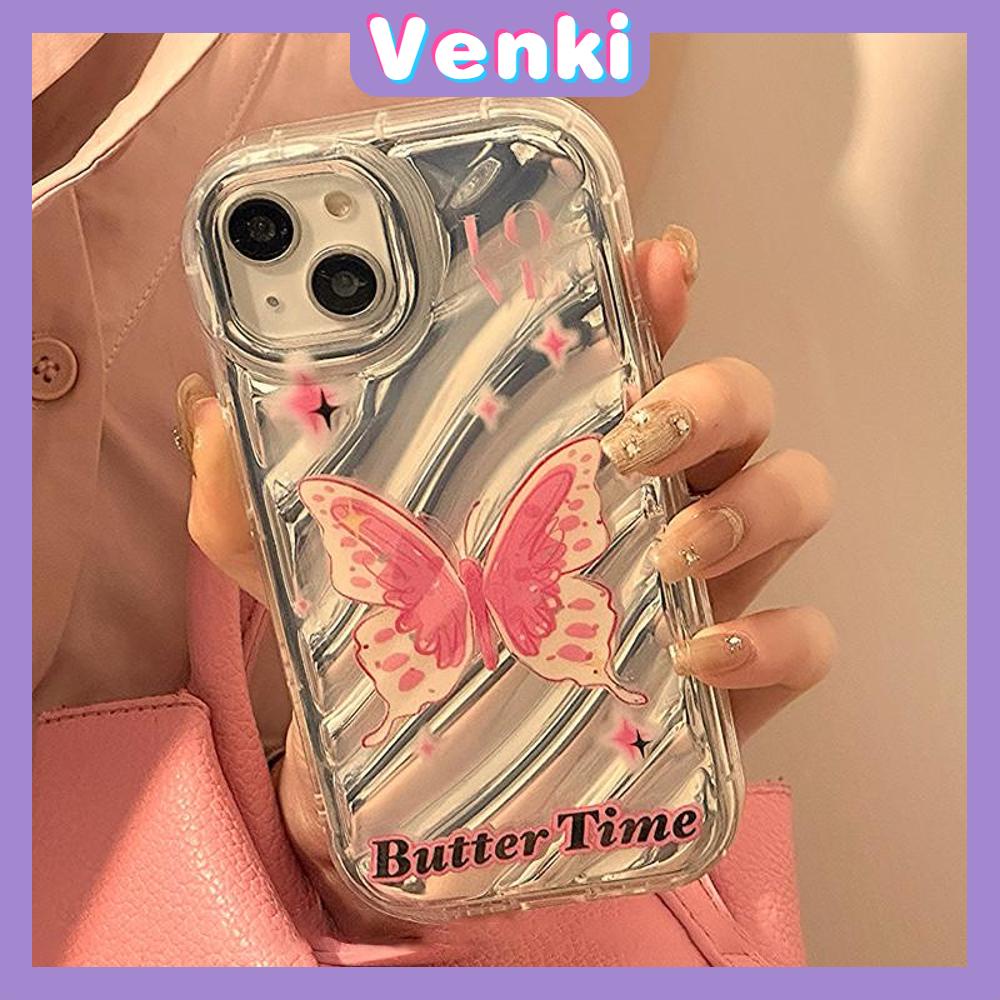 Venki - Untuk Iphone11 iPhone Case Laser Reflektif Bening Casing Ponsel TPU Lembut Shockproof Airbag Phone Case Romantic Butterfly Kompatibel Dengan Iphone14 13 Pro Max 12 Pro Max XR XS