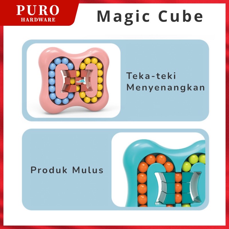 [PURO] Mainan Puzzle Magic Cube Pop it Finger Spinner  Magic Bean Fidget fun Double Flip / Mainan Anak Rotating Magic Beans / Puzzle Mainan Rubik Edukasi / Magic Bean Fingertip / Cube Decompression Toys Premium