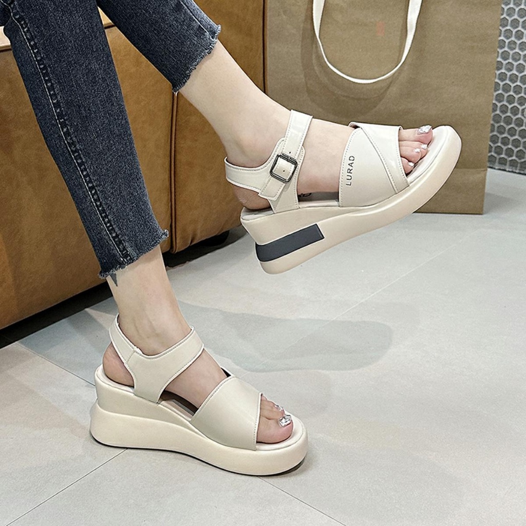 Sendal Wedges Wanita Slip On Terbaru 2023 Sandal Tinggi Wanita Korean Style Kekinian Fashionable