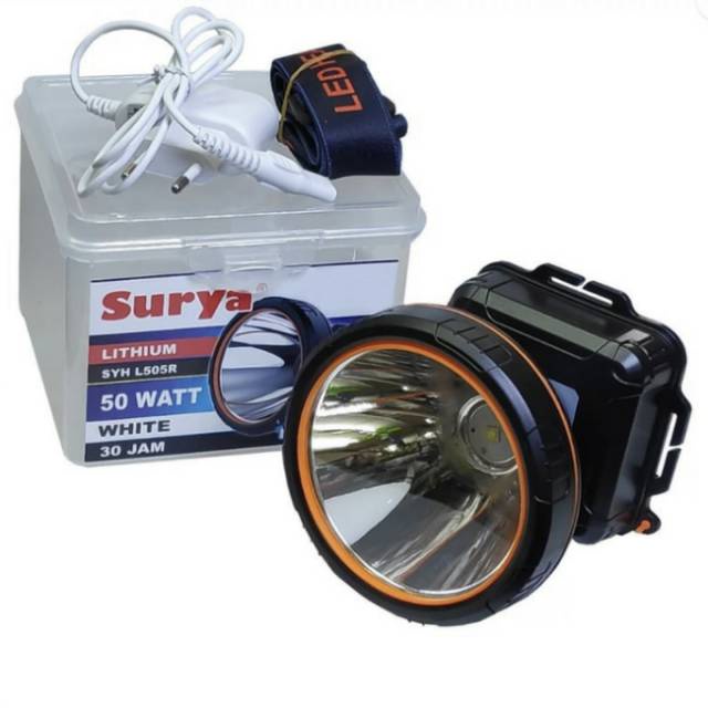 Senter Kepala SURYA BIMA 50 Watt Cahaya Putih dan Kuning - Ready MAKASSAR