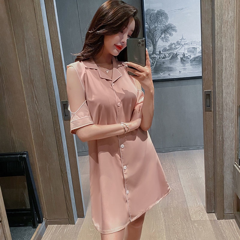 [ COD✅ ] Aroana Lucky Piyama Wanita Musim Panas Bahu Baju Tidur Sutra Chiffon Seksi Musim Panas Bint