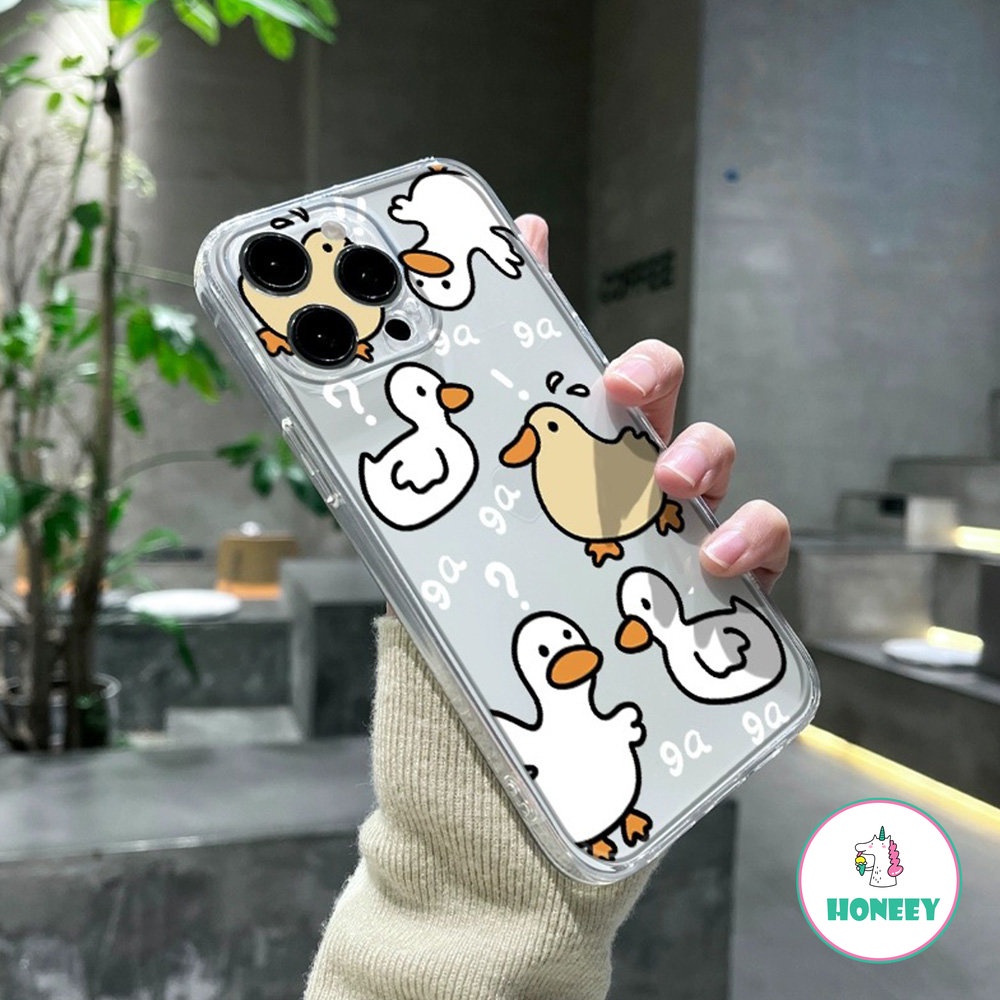 Casing Bebek Lucu Transparan Kompatibel Untuk iPhone 14 Pro 13 12 11 Pro Max X XR 7 8 Plus Soft TPU Shockproof Phone Cover