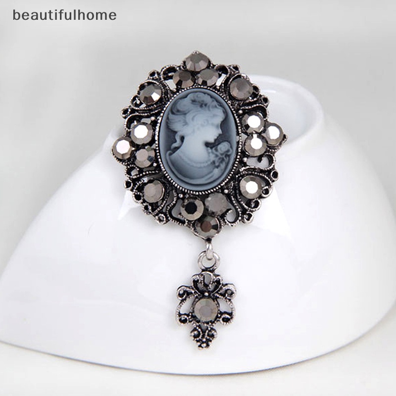 {beautifulhome} Hot Cameo Victorian Style crystal Pesta Pernikahan Wanita Liontin Bros Pin.
