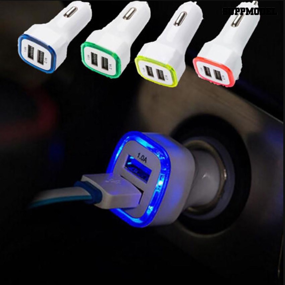 [SM]Universal Lampu LED Portable Ring Quick Charge Dual USB Port Adaptor Charger Mobil