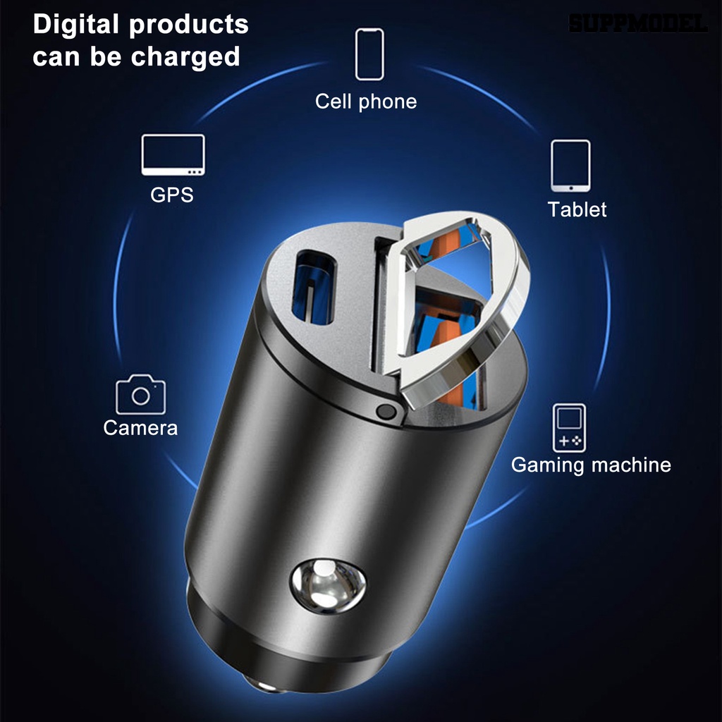 [SM]30W Output Stabil12/24V Charger Mobil Cerdas Shunt Proses CNC 2port USB Type-C Charger Mobil Cepat Untuk Apple12